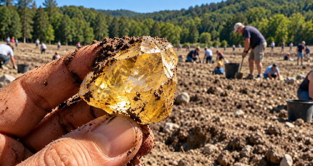 ABD'deki Crater of Diamonds Parkında Ziyaretçiler Buldukları Değerli Elmasları Yanlarında Götürebiliyor